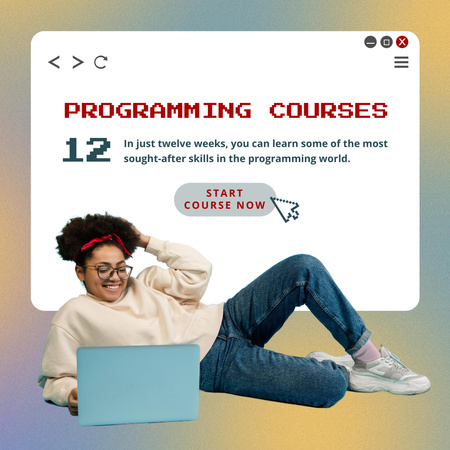Advanced Programming Courses Promotion With Laptop Instagram Design Template