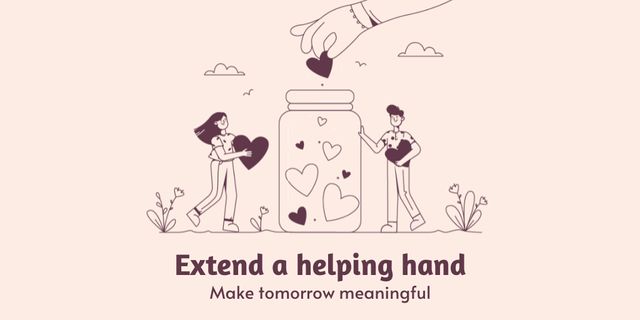 Donation with Helping Hands Twitter Design Template