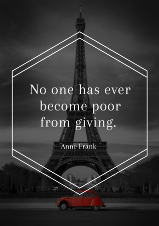 Charity Quote on Eiffel Tower view Flyer A5 Design Template