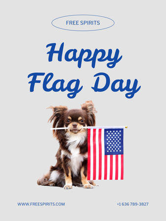 Template di design Celebrazione del giorno della bandiera degli Stati Uniti con un simpatico cane Poster US