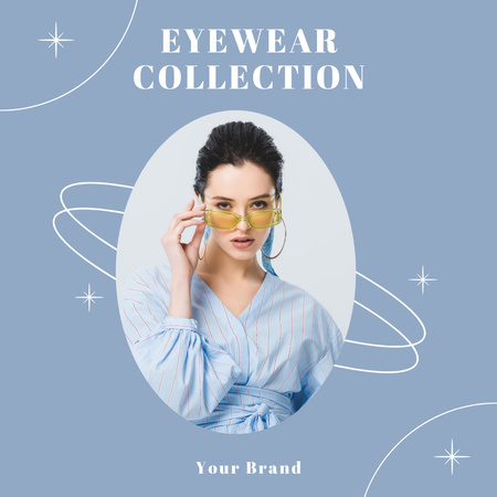 Eyewear Collection Ad with Woman in Sunglasses Instagram Design Template