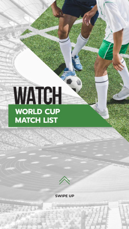 Plantilla de diseño de anuncio del partido de la copa del mundo con los jugadores en el estadio Instagram Story 