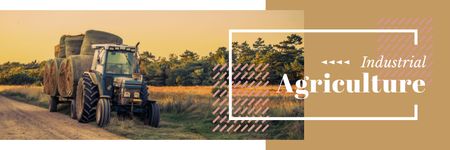 Industrial Agriculture with Tractor Working in Field Email header Design Template
