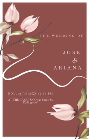 Template di design Wedding Celebration Announcement with Flowers Invitation 5.5x8.5in