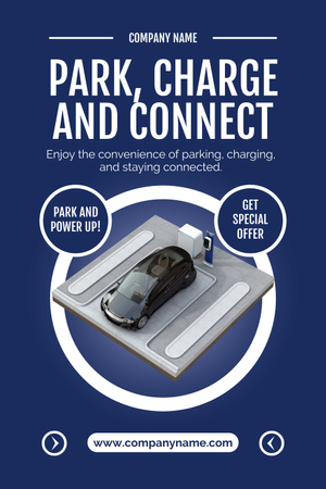 Special Offer for Car Charging in Parking Lot Pinterest Design Template