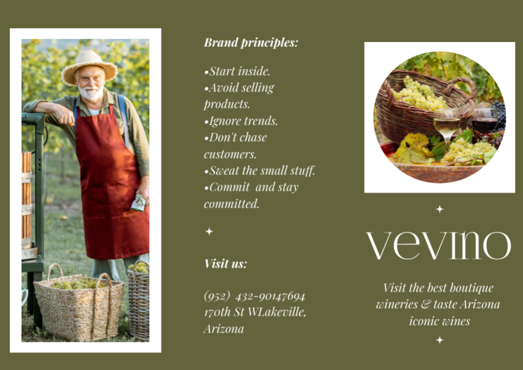 Modèle de visuel Wine Tasting Announcement with Grapes in Baskets - Brochure