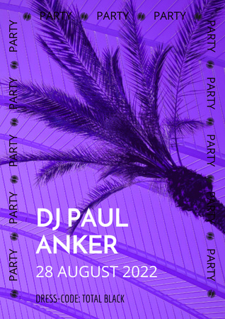 Modèle de visuel Invitation à une soirée DJ avec palmier - Flyer A4