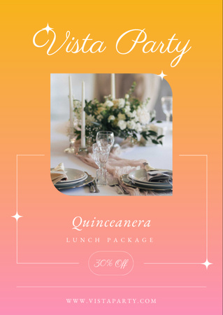 Quinceanera Lunch Package Discount Flyer A6 Design Template