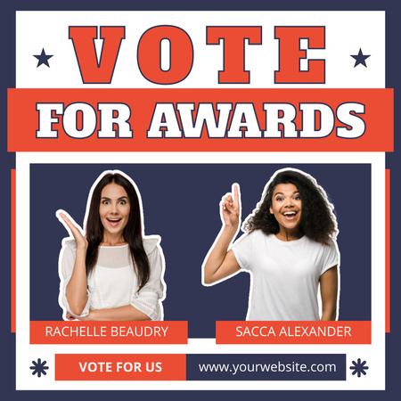 Ontwerpsjabloon van Instagram van Stem voor prijzen met jonge vrouwen