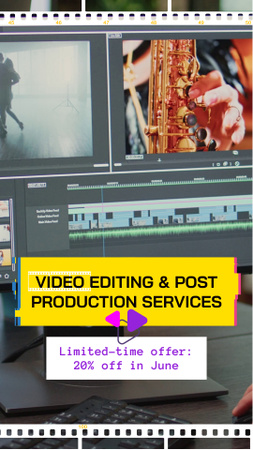 Plantilla de diseño de Servicios de edición y postproducción de video con oferta de descuento TikTok Video 