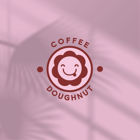 Cafe Ad with Doughnut Logo Design Template