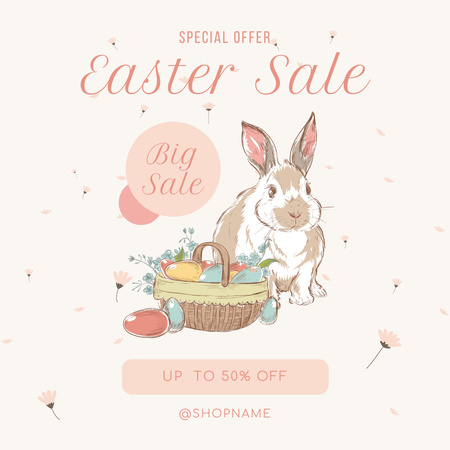 Ontwerpsjabloon van Instagram van Easter Big Sale Announcement