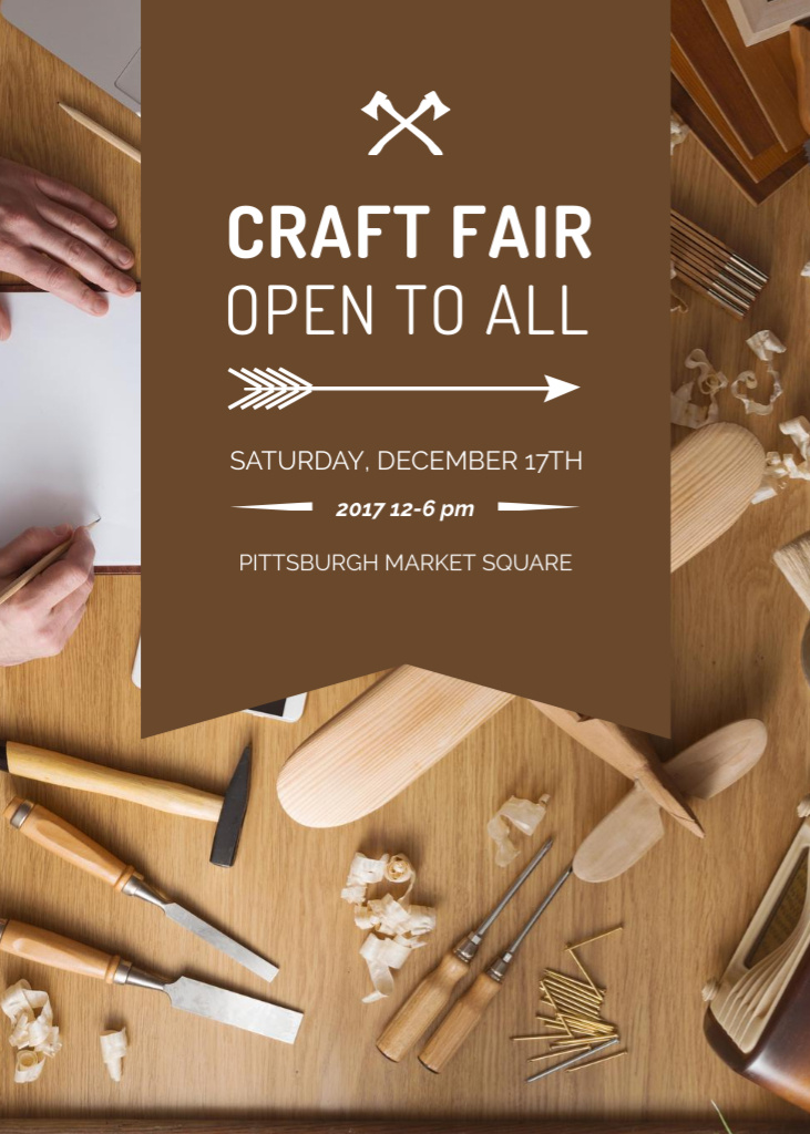 Craft Fair Announcement Wooden Toy and Tools Invitationデザインテンプレート