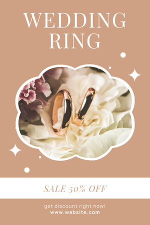 Publicidade de aliança de casamento com flor delicada Pinterest Modelo de Design