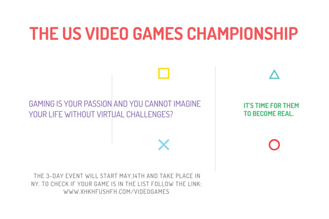 Platilla de diseño Video games Championship Announcement Postcard 4x6in