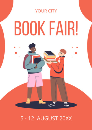 Könyvvásár hirdetés iskolás gyerekekkel Flayer tervezősablon