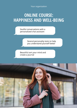 Professional Happiness and Wellbeing Course Promotion Postcard 5x7in Vertical Design Template