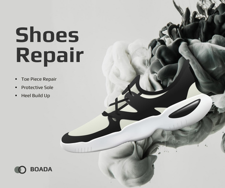 Sneaker Cleaning Service Ad in Black and White Facebook Šablona návrhu