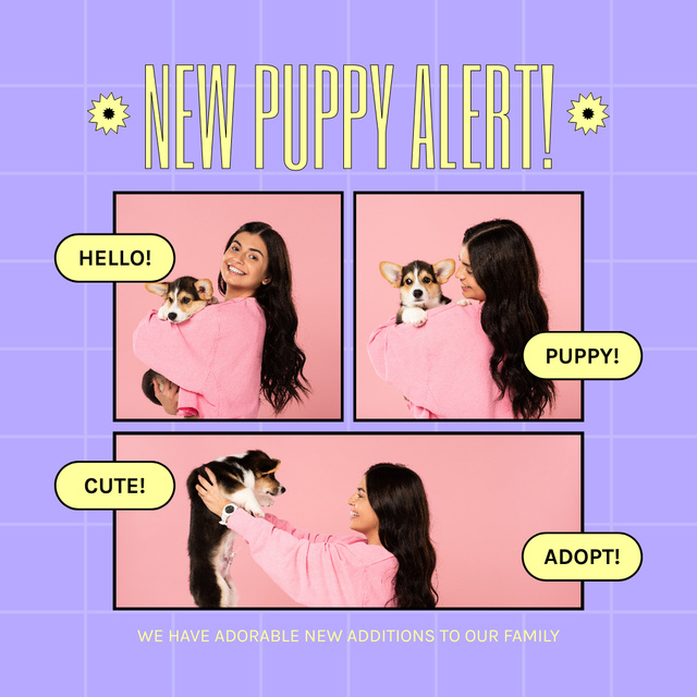 Ideal New Puppies Alert Instagram AD Modelo de Design