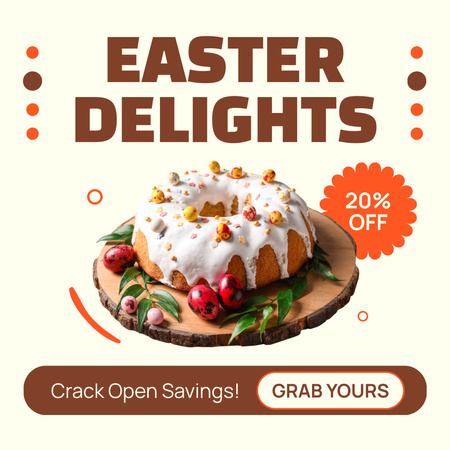Designvorlage Köstlichkeiten zu Ostern mit Rabattangebot für Instagram AD