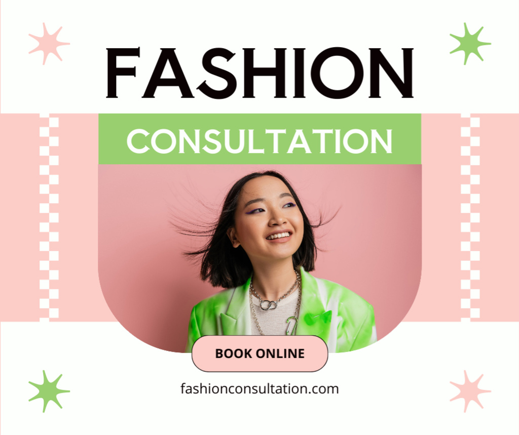 Designvorlage Book Your First Fashion Consultation für Facebook