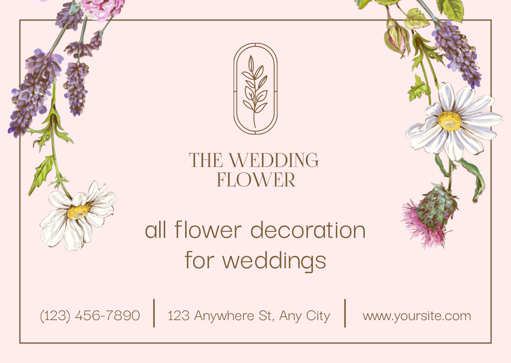 Flower Decoration for Wedding Card Tasarım Şablonu