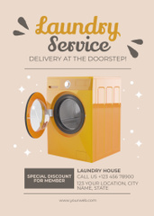 Laundry Service Offer with Yellow Washing Machine
