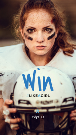 Designvorlage Mädchen, das American Football spielt für Instagram Story