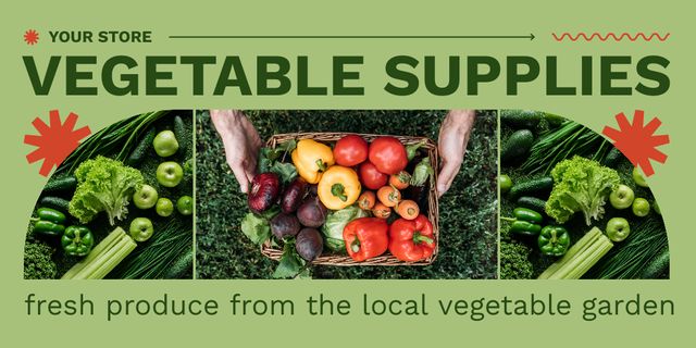 Ontwerpsjabloon van Twitter van Offer of Vegetables Supplies