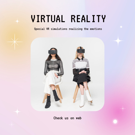 Women Wearing in Virtual Reality Glasses Instagram Design Template