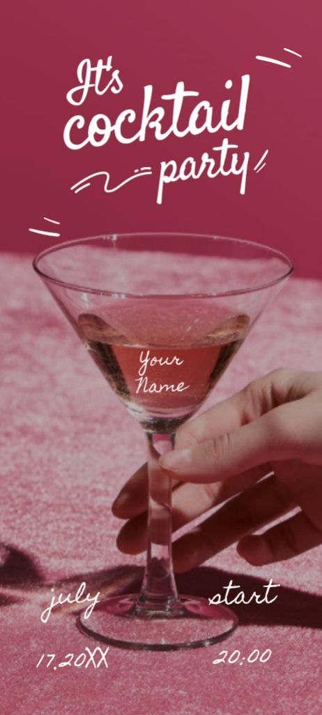 Modèle de visuel Party Announcement with Cocktail Glass - Invitation 9.5x21cm