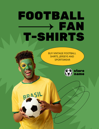 Football Fan T-Shirts Flyer 8.5x11in Design Template
