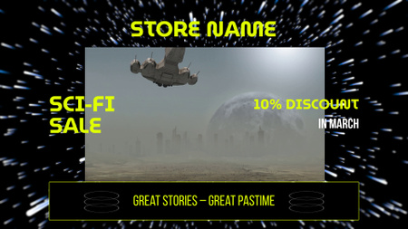 Sale Offer For Sci-fi Game With Spacecraft Full HD video Design Template