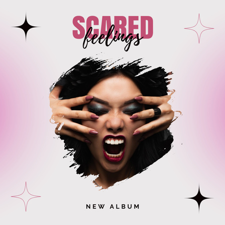 Album Cover with screaming woman Album Cover Šablona návrhu