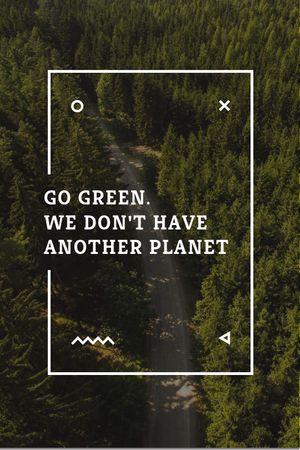 Plantilla de diseño de cotización ecológica con vista a forest road Tumblr 