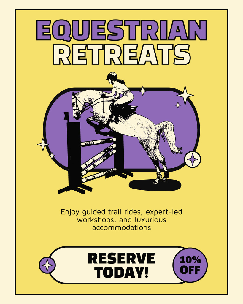 Ontwerpsjabloon van Instagram Post Vertical van Fun-filled Equestrian Retreats Offer With Discount