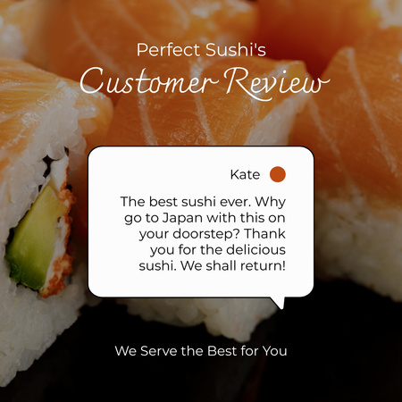 Plantilla de diseño de Opinión de cliente sobre Sushi con Salmón Instagram 