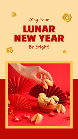 Lovely Lunar New Year Wishes With Traditional Decor Instagram Video Story Design Template