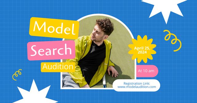 Modèle de visuel Announcement for Search for Models with Young Guy - Facebook AD