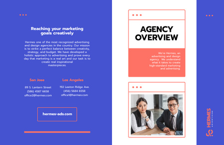 Advertising Agency Overview with Successful Businesspeople Brochure 11x17in Bi-fold Šablona návrhu
