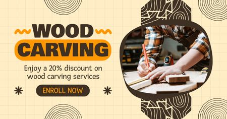 Advanced Wood Carving Service With Discounts Facebook AD Design Template