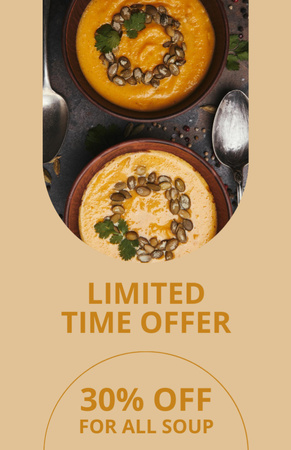 Limited Time Offer of Discount on Pumpkin Soup Recipe Card Design Template
