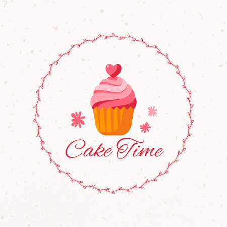Bakery Ad with Yummy Cupcake Logo Design Template