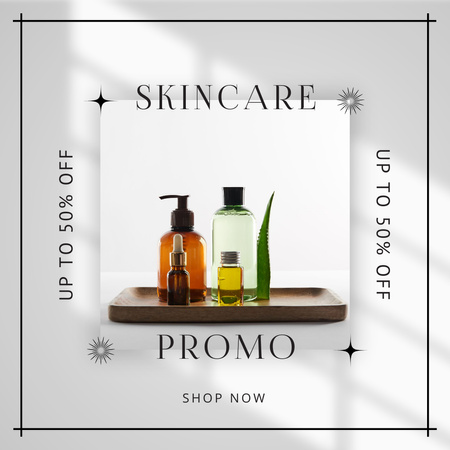 Skincare Promo with Cosmetic Jars Instagramデザインテンプレート