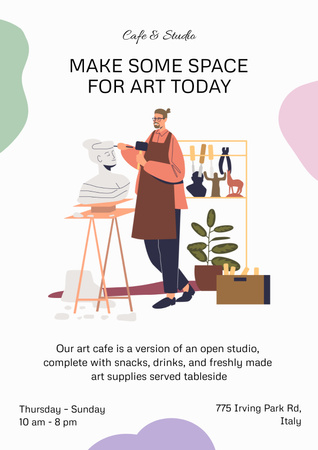 Plantilla de diseño de arte café y galería invitación Poster 