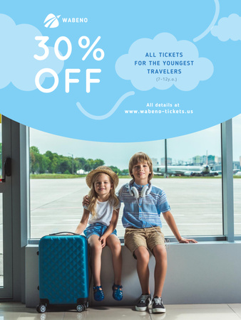 Tickets Sale with Kids in Airport Poster 36x48in Design Template