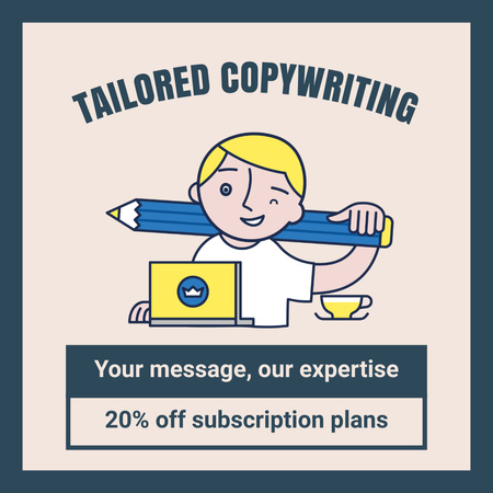 Discounts On Tailored Copywriting Services Animated Post Design Template