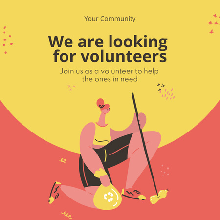 Volunteering Cleaning Event Announcement Instagram Πρότυπο σχεδίασης
