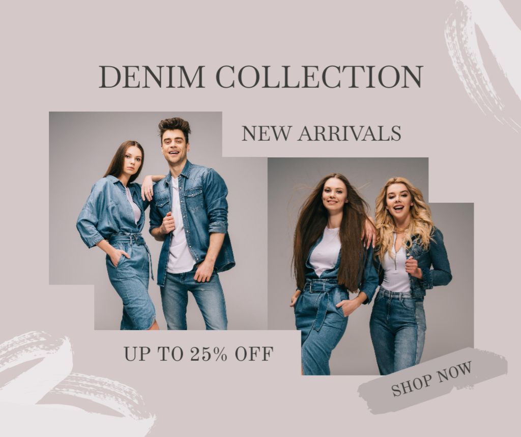 New Arrivals of Denim Clothes Ad Facebook Modelo de Design