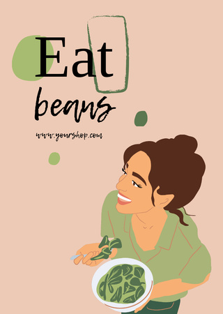 Vegan Lifestyle Concept With Beans Postcard A6 Vertical Design Template